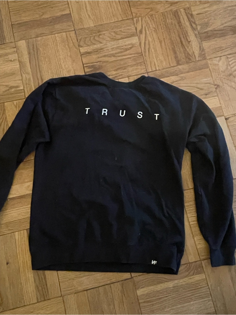 Men's Black NF Crewneck Sweater with 'TRUST' Graphic, VERY RARE!